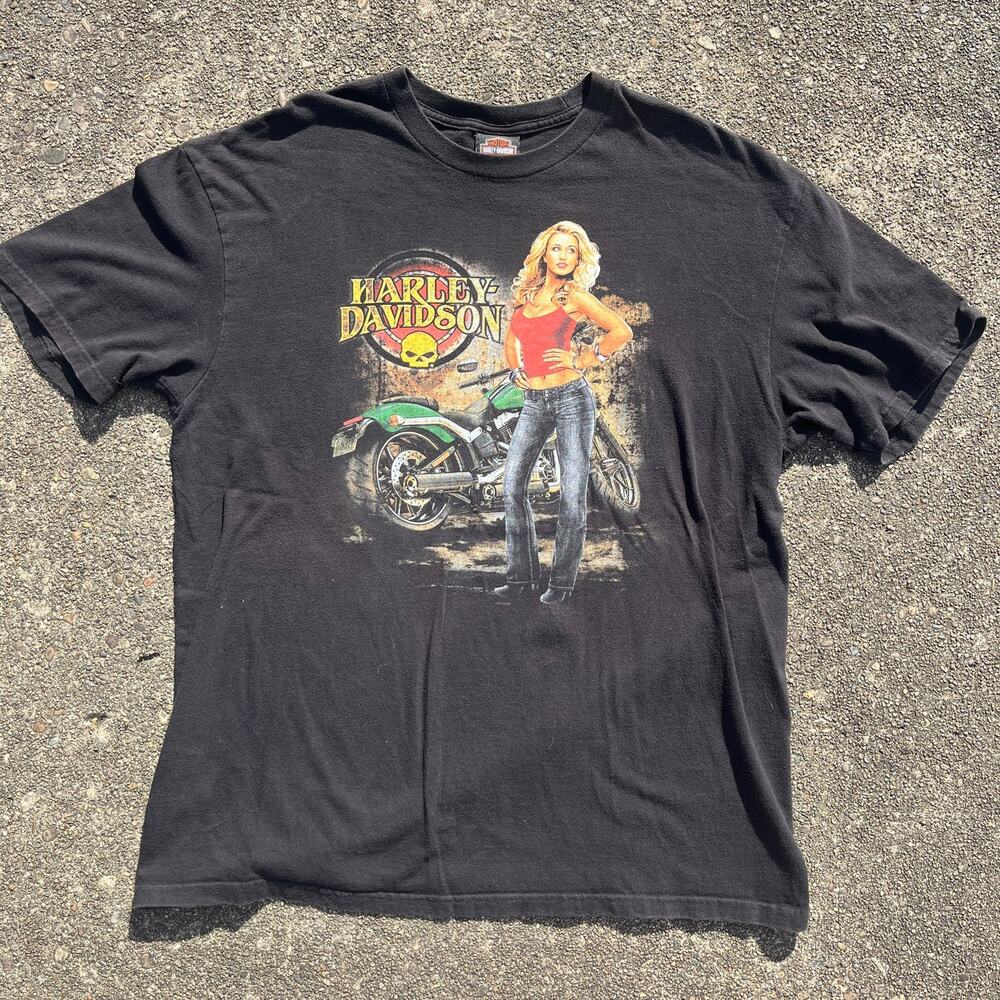 Y2K men’s Black Harley Davidson Short Sleeve T-shirt Size XL